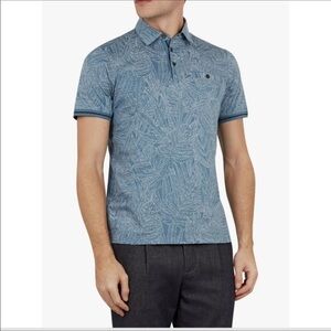 TED BAKER London Vaness Leaf Print Polo Shirt
